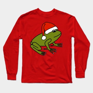 Cute Frog Wearing a Christmas Santa Hat Long Sleeve T-Shirt